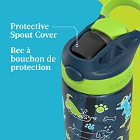 Bouteille d’eau antifuite et antidéversement pour enfants Contigo Aubrey avec paille, lime avec chiens, 414 ml