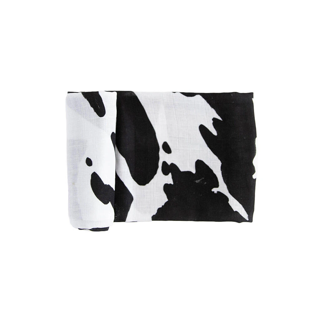 Red Rovr-Organic Cotton Muslin Swaddle Blanket - Moo Cow