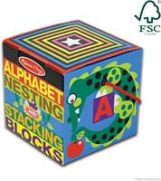 Melissa and Doug - Blocs d'emboîtement et d'empilement de l'alphabet de luxe de 10 pièces