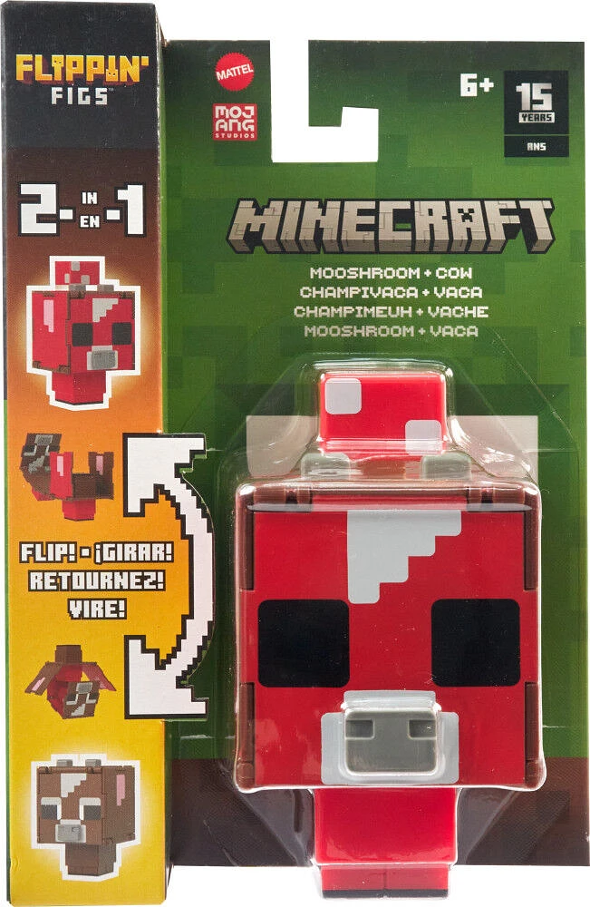 Minecraft Flippin' Figs Figures Collection Mooshroom + Cow