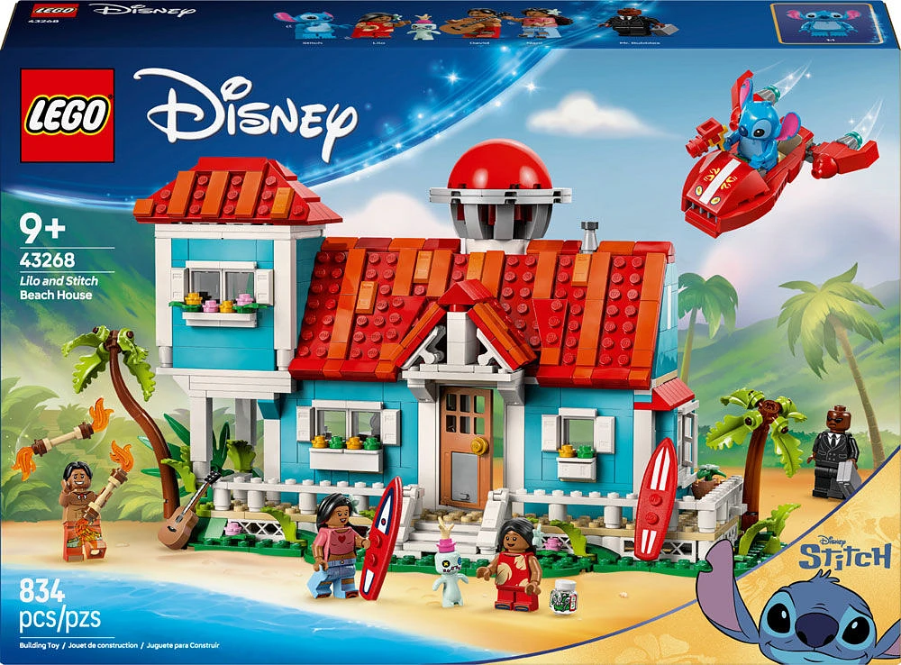 LEGO Disney Lilo and Stitch Beach House Building Toy - Playset for Kids - with 5 Minifigures - 43268