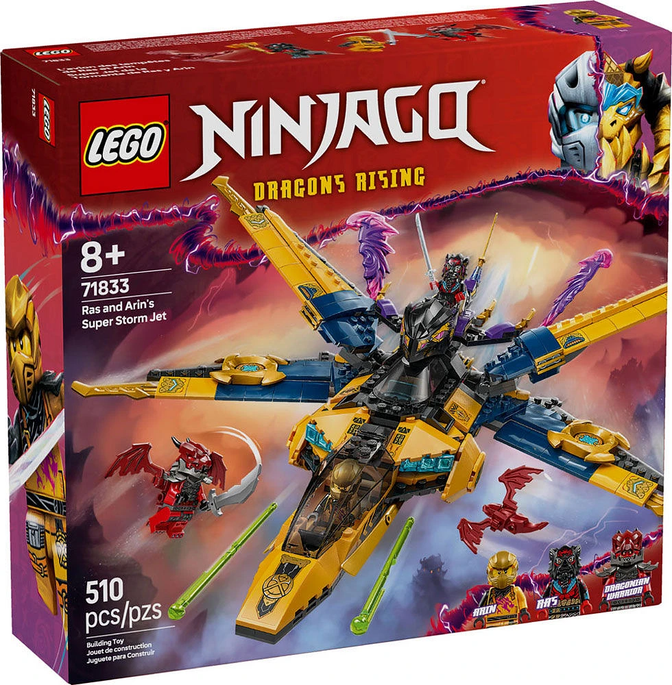 LEGO NINJAGO L'avion des tempêtes de Ras et Arin, jouet de construction pour enfants avec 3 figurines 71833