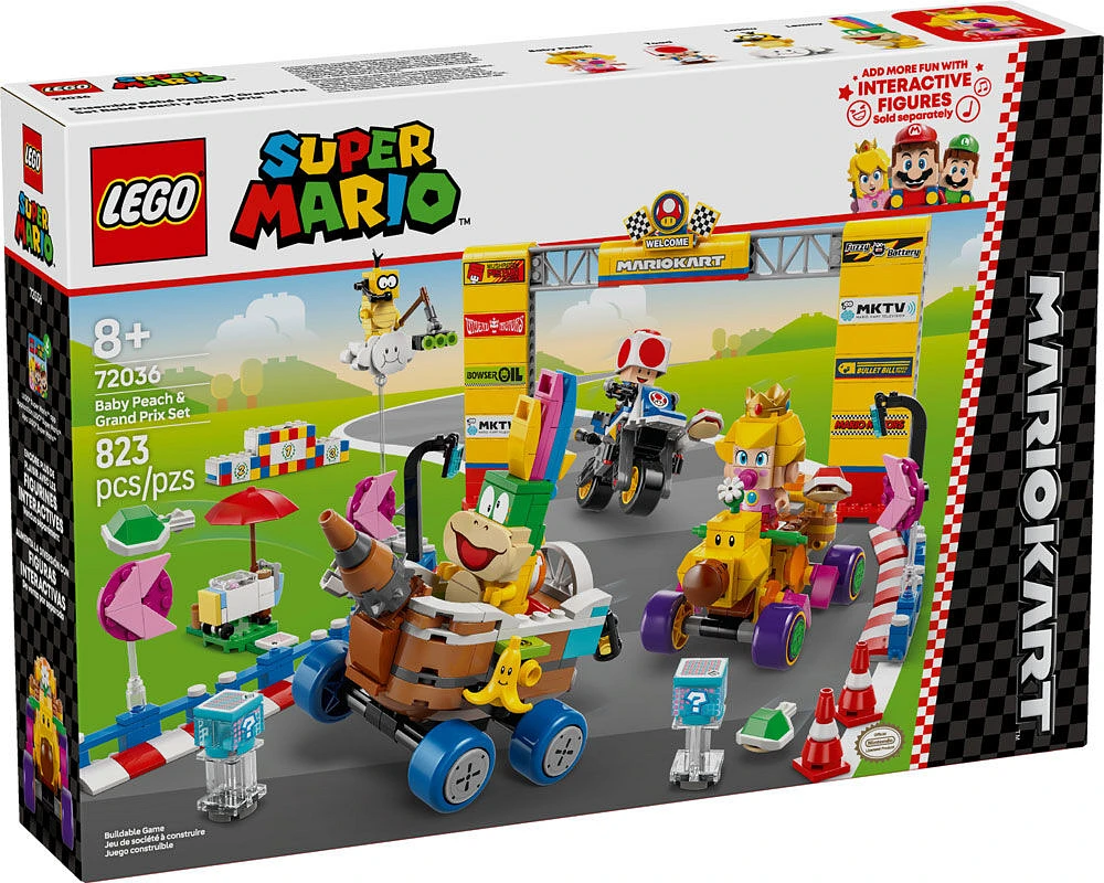 LEGO Super Mario: Mario Kart Baby Peach & Grand Prix Set Home Circuit - Nintendo Building Toy - 72036