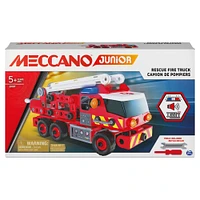 Meccano Junior, Kit de construction STEAM, Camion de pompiers avec effets sonores et lumineux