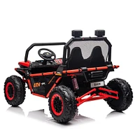 KIDSVIP UTV porteur 4X4 Dune Buggy 2 places 12 V sous licence pour enfants et tout-petits avec RC - Rouge