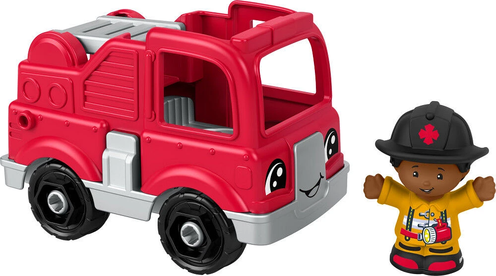 Fisher-Price Little People Toy Firetruck and Firefighter Figure Set for Toddlers, 2 Pieces