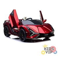 KIDSVIP Voiture porteur 2 places Lamborghini Sian 4X4 24 V sous licence pour enfants avec RC - Rouge