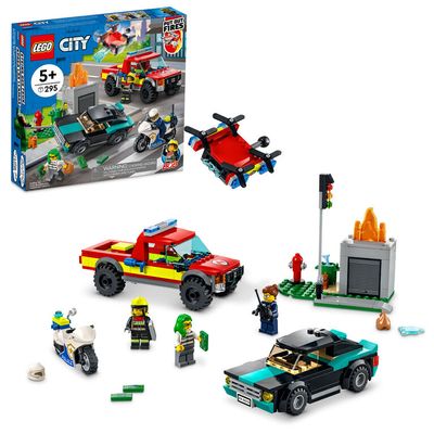 LEGO City Fire Rescue and Police Chase 60319 Building Kit (295 Pieces)