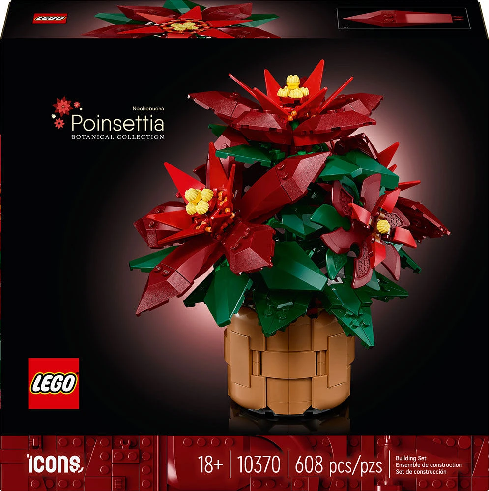 LEGO Icons Poinsettia Plant Building Set, Holiday Home Décor, Grande Italia Plant, Holiday Centerpiece, 10370