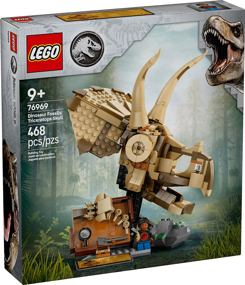 LEGO Jurassic World Dinosaur Fossils Triceratops Skull Toy - Model Display Kit - Building Set - 76969