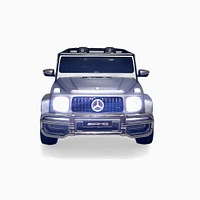 KIDSVIP Voiture 2 places à enfourcher Mercedes G Series 24V 4x4 Kids sous licence officielle avec roues en caoutchouc, musique, RC - gris mat