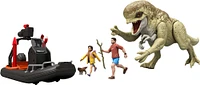 Jurassic World Rebirth Storypack with Raft, Distortus Rex, Adult, Child & Aquilops, Island Escape