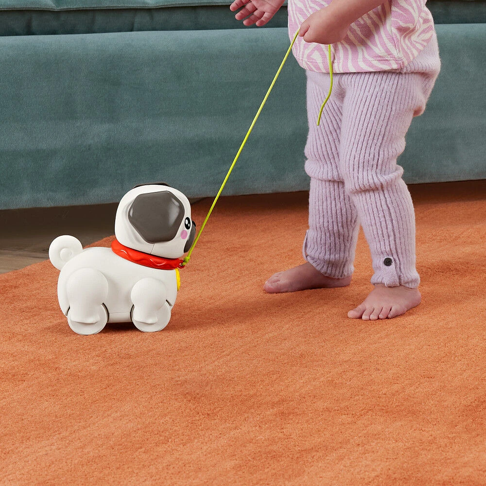 Fisher-Price FP Pets Walk-the-Pup Pug Baby & Toddler Pull Toy with Motion & Sounds