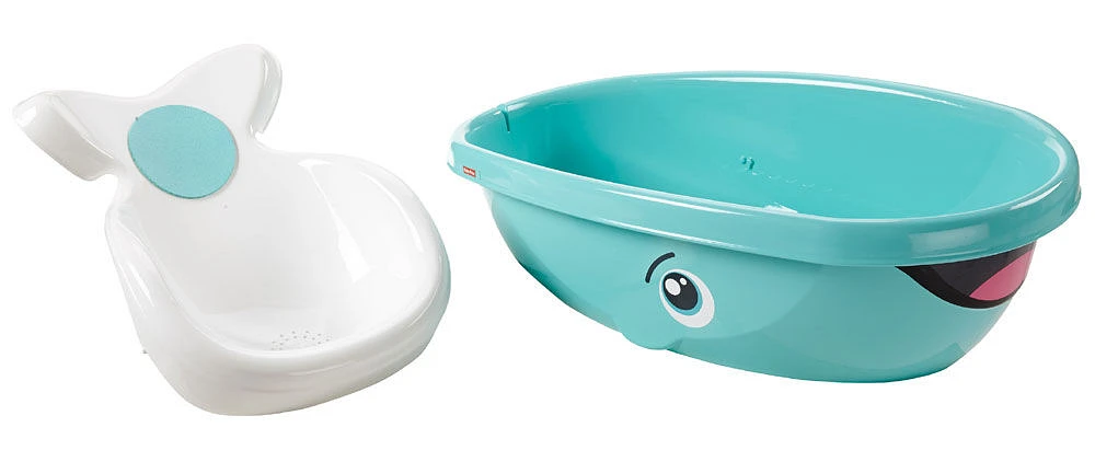 Baignoire pour bébé à tout-petit de Fisher-Price, Baignoire-baleine avec siège amovible pour bébé et bouchon de drainage