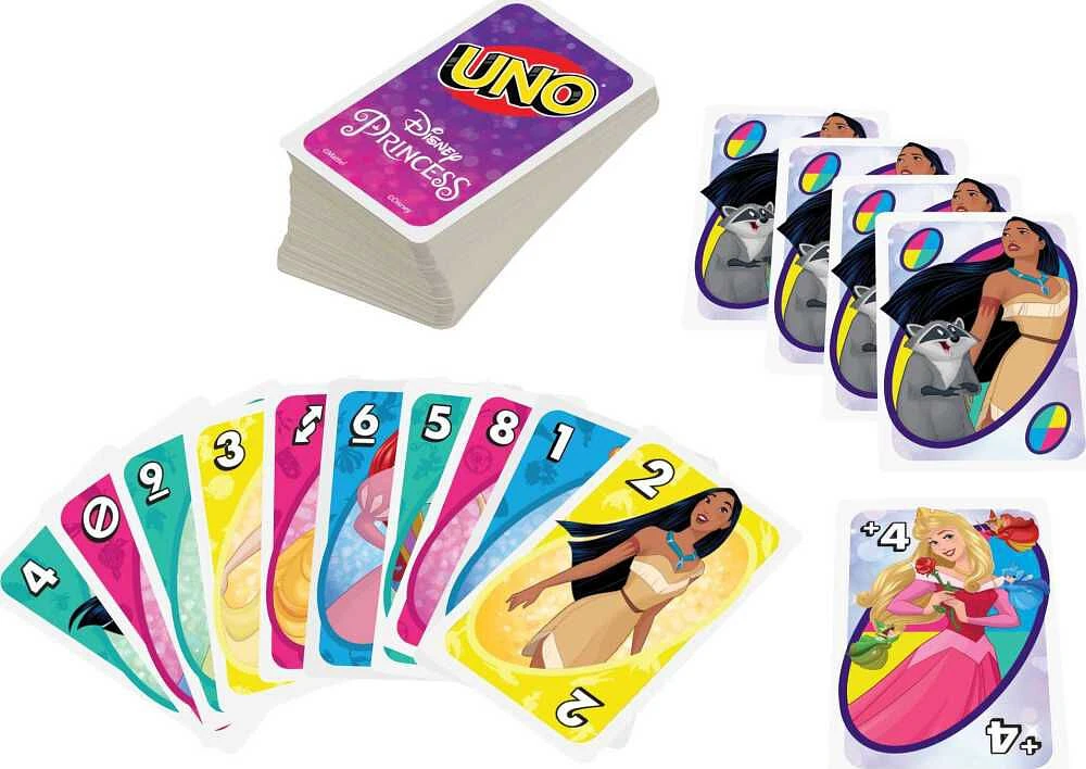 UNO Princesses Disney Jeu d'association de cartes, paquet de 112 cartes