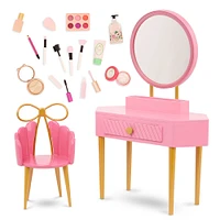 Our Generation Fabulous Fun Vanity Set Pink Vanity Table & Accessories for 18-inch Dolls
