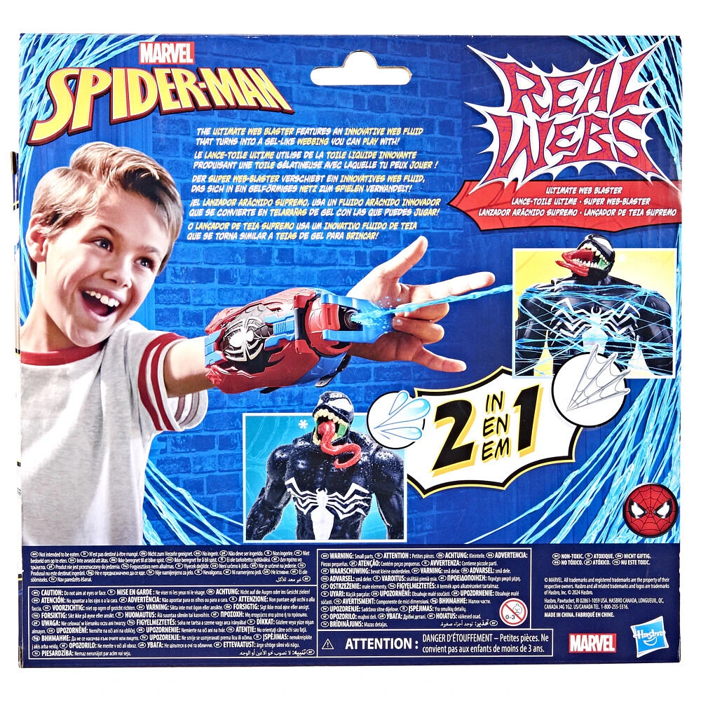 Marvel Spider-Man Real Webs Ultimate Web Blaster, 2-in-1 Blaster, Role Play Toy, Spider-Man Costume, Spider-Man Toys