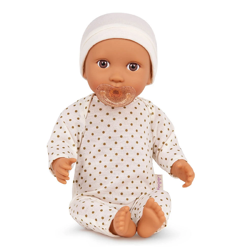 LullaBaby Baby Doll - Ivory Polka Dot Pajama Brown Eyes & Olive Skin Tone