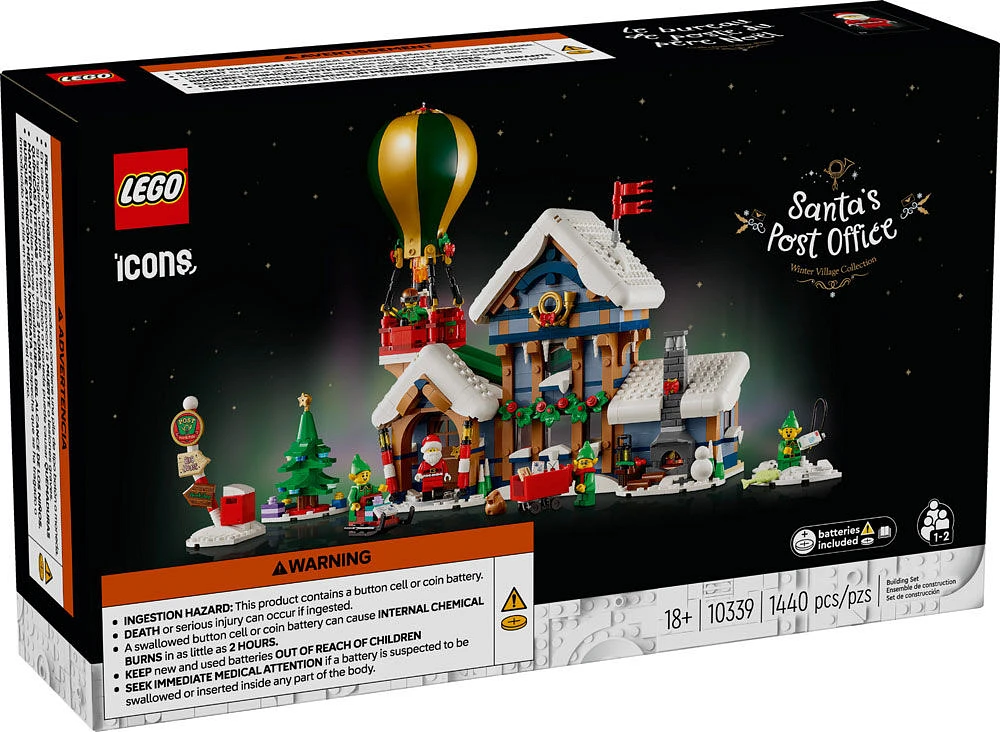 Ensemble de construction de décoration de maison de fêtes pour les adultes et les familles LEGO Icons Le bureau de poste du père Noël 10339