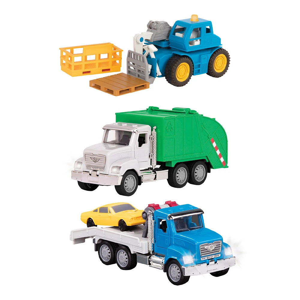 Driven, Micro Urban Worker Fleet (6pc), Small Toy City Vehicle Set