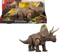 Jurassic World Rebirth Gigantic Thrashers Eotriceratops Dinosaur Figure Toy, Tail Activated Attack