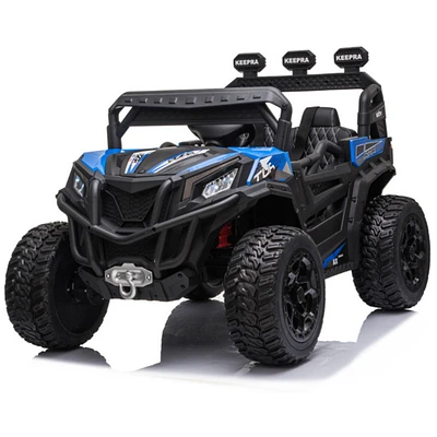 KidsVip 12V Enfants et Tout-Petits Junior Sport Utility UTV Voiture Eléctrique avec Commande à Distance - Bleu - Édition anglaise