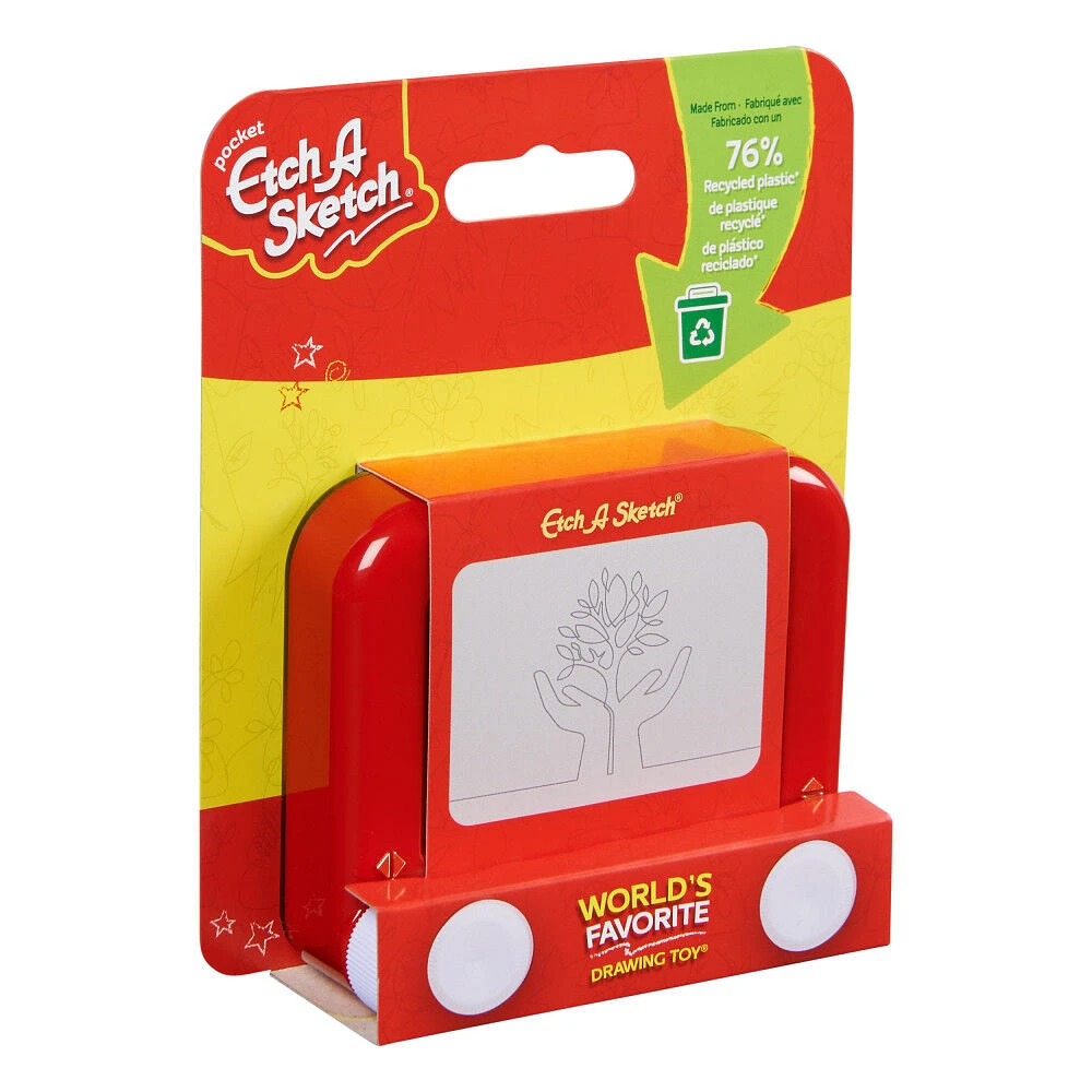 Etch A Sketch Pocket, 76 % de plastique recyclé, écran magique d'origine, jouet de voyage respectueux de la planète pour enfants, jouets de dessin