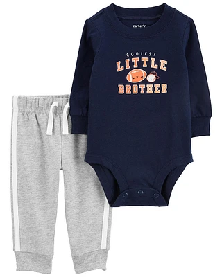Carter's Two Piece Little Brother Bodysuit Pant Set Navy  18M