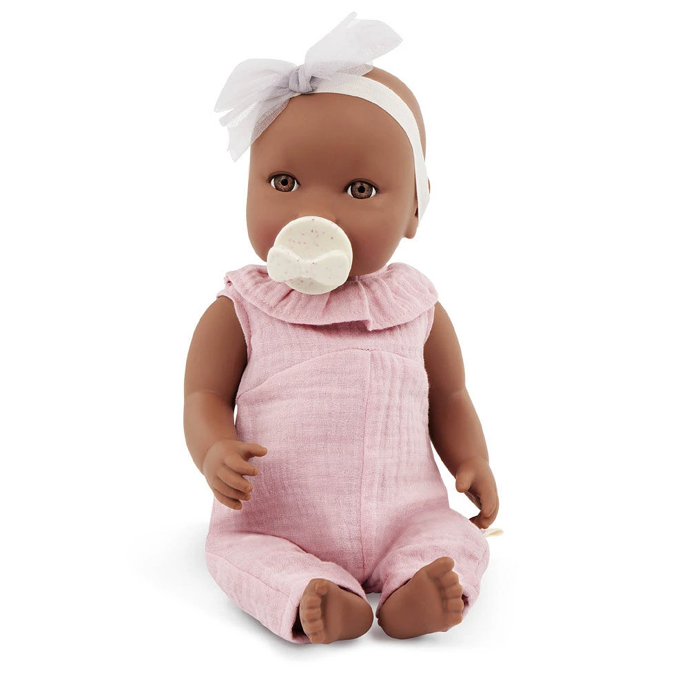 LullaBaby Baby Doll - Pink Jumper Brown Eyes & Warm Skin Tone