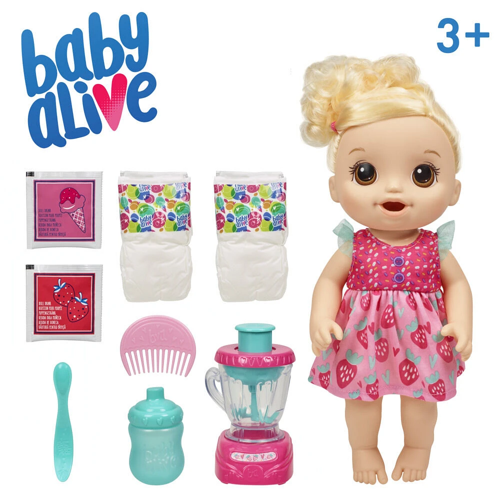 Baby Alive Magical Mixer Baby Doll, Strawberry Shake, Toy Blender, Baby Alive Doll