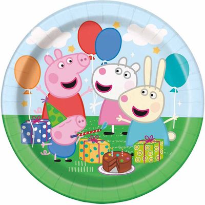 Peppa Pig  7"  Plates, 8 pieces