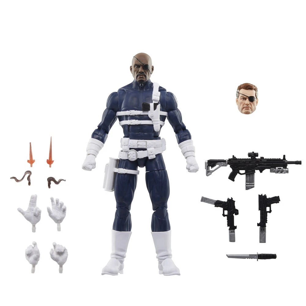 Marvel Legends Series S.H.I.E.L.D. Nick Fury Jr., Sharon Carter, and Dum Dum Dugan Action Figures