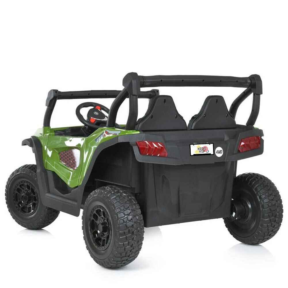 KIDSVIP Buggy d'aventure 2 places 24 V pour enfants 4X4 UTV porteur avec RC - Vert