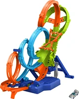 Hot Wheels Action 4-Loop Crash Out Track Set with Motorized Booster & 1:64 Scale Toy Car