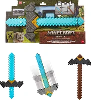 Minecraft Click and Switch Sword and Pickaxe Role-Play 2-in-1 Toy Inspired by the Movie