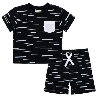 Petit Lem Baby 2 Piece Set Short Sleeve Top + Short Black