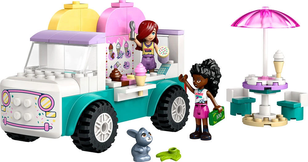 LEGO Friends Le camion de crème glacée de Heartlake City, Ensemble de construction de jeu de simulation pour un plaisir créatif 42644