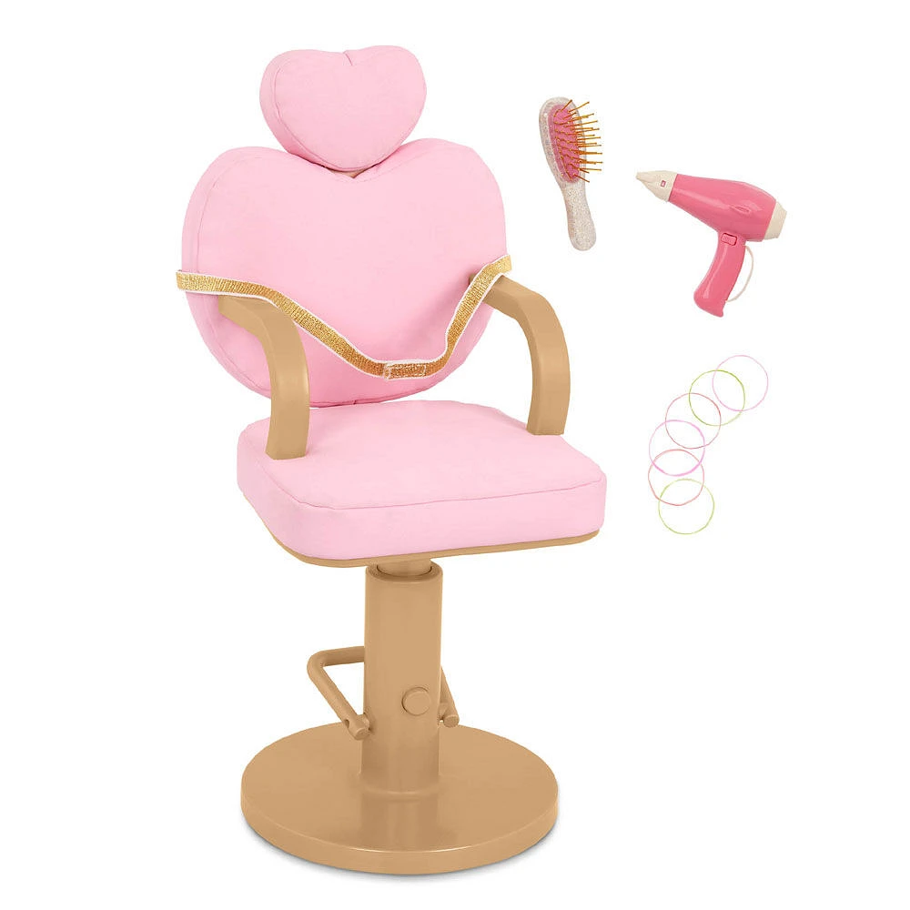 Our Generation Sweet Styles Salon Chair Hair Styling Accessory Set for 18-inch Dolls