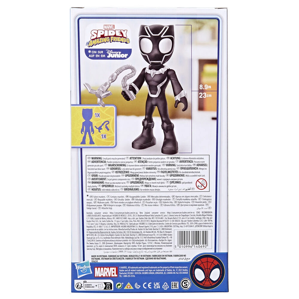 Marvel Spidey and His Amazing Friends Supersized Black Panther 9-inch Action Figure, Preschool Toys, Super Hero Toys for 3 Year Old Boys and Girls and Up