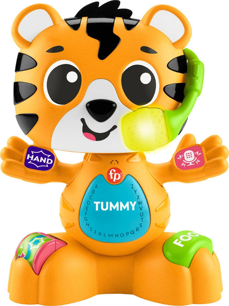 Fisher-Price Link Squad Bop & Groove Tiger Baby Learning Toy with Music & Lights - English Edition