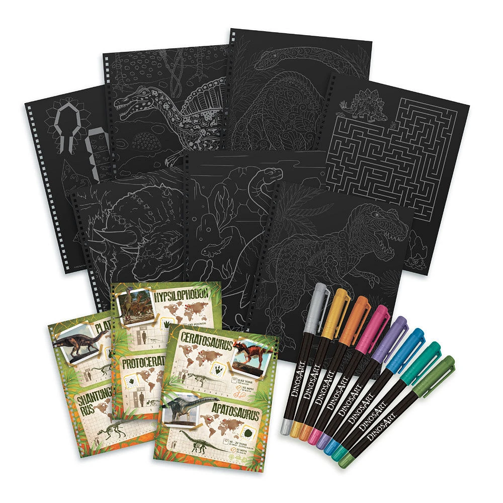 Dinosart - Black pages colouring book