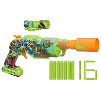 Nerf Zombie Driller Dart Blaster, 16 Nerf Elite Darts, Rotating 5 Dart Cylinder, Removable Scope, Outdoor Games