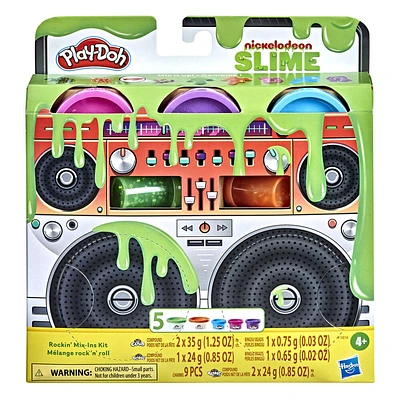 Play-Doh Nickelodeon Slime Rockin' Mix-ins Kit with 5 Colors and 3 Mix-in Bead Varieties, Non-Toxic