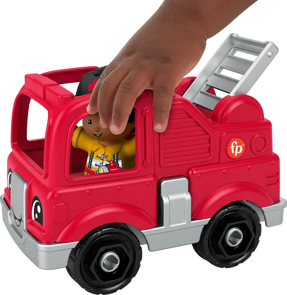 Fisher-Price Little People Toy Firetruck and Firefighter Figure Set for Toddlers, 2 Pieces