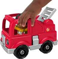 Fisher-Price Little People Toy Firetruck and Firefighter Figure Set for Toddlers, 2 Pieces