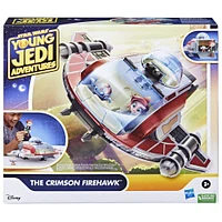 Star Wars Les Aventures des Petits Jedi The Crimson Firehawk, vaisseau de 43 cm avec 2 figurines, jouets Star Wars pour enfants