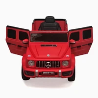 KIDSVIP Voiture 1 place pour enfants Mercedes G63 12V sous licence officielle avec roues en caoutchouc, musique, RC - rouge mat