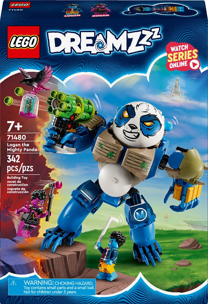 LEGO DREAMZzz Logan the Mighty Panda Animal Toy, Fantasy Gift for Kids' with 2 Minifigures, 71480