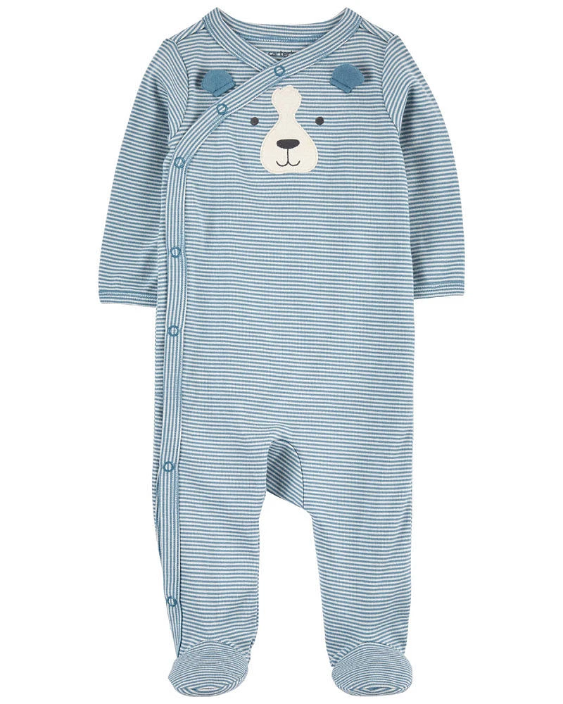 Carter's Striped Dog Side Snap Cotton Sleep And Play Pajamas