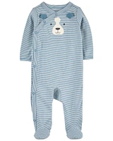 Carter's Striped Dog Side Snap Cotton Sleep And Play Pajamas